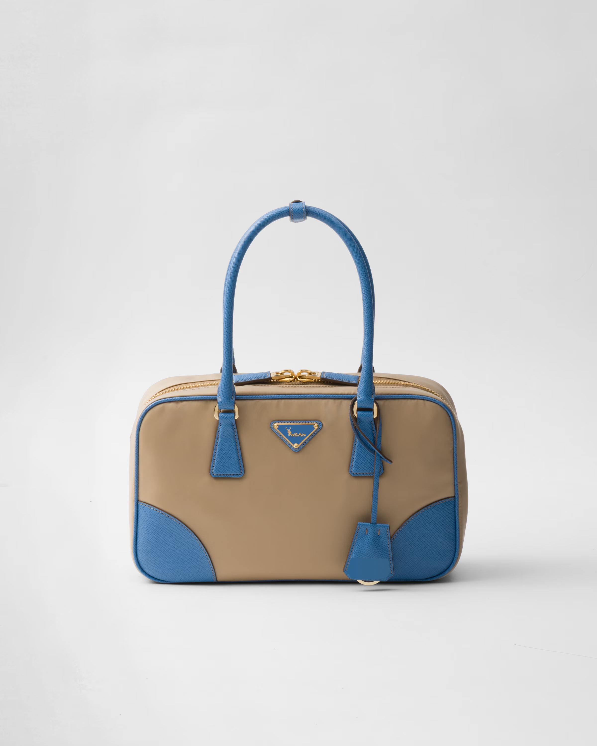 Peltskin Re-Edition 1978 Small Re-Nylon and Saffiano Leather Two-Handle Bag
