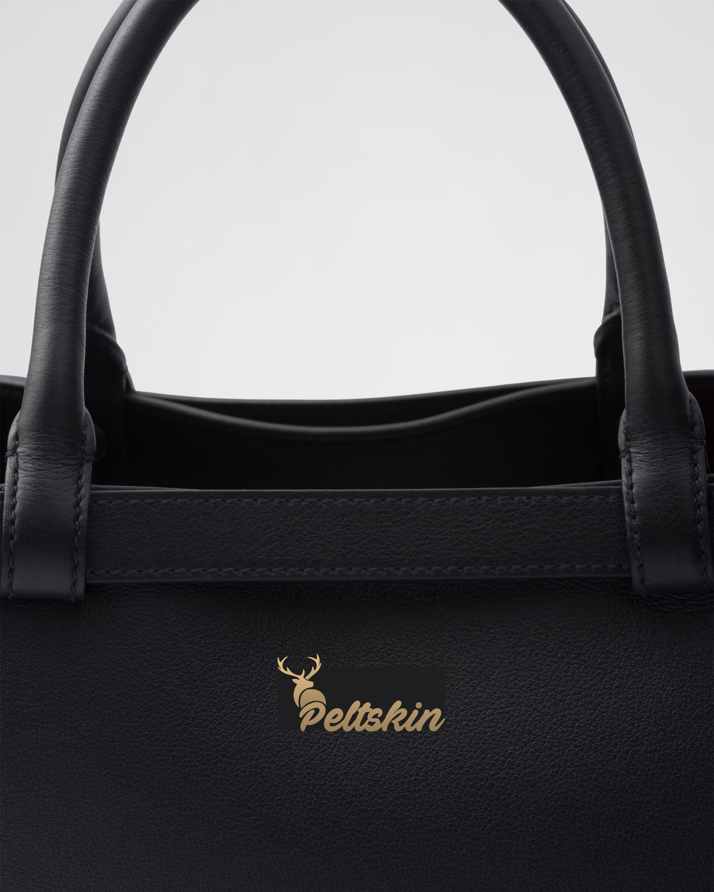 Peltskin Buckle Medium Leather Handbag With Double Belt