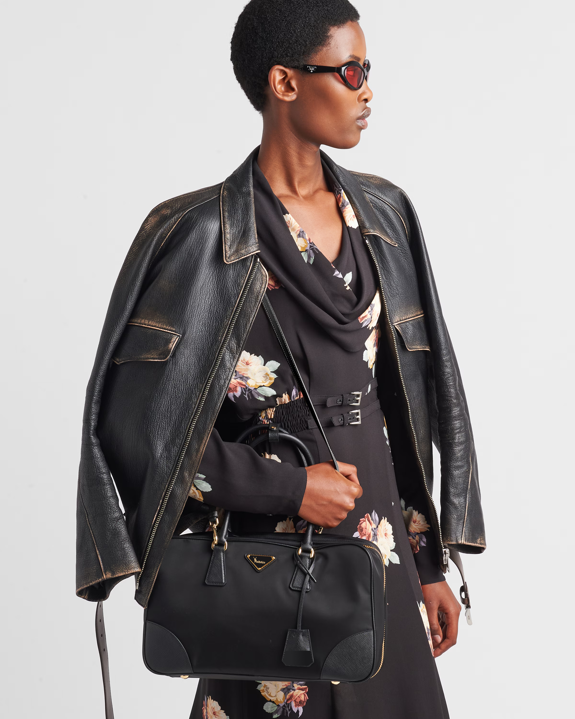 Peltskin Re-Edition 1978 Medium Re-Nylon and Saffiano Leather Top-Handle Bag