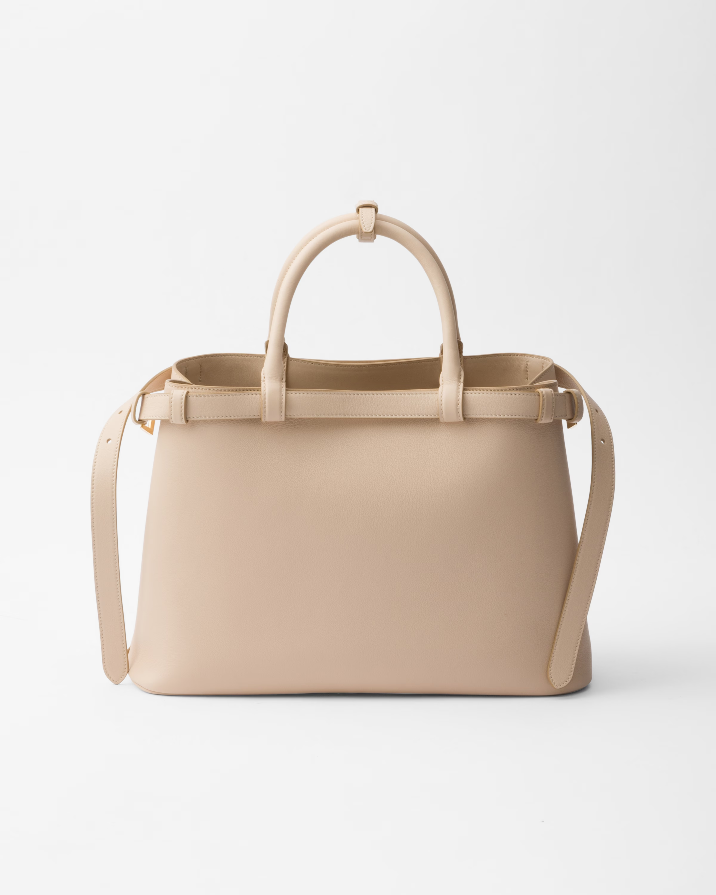 Peltskin Buckle Medium Leather Handbag With Double Belt