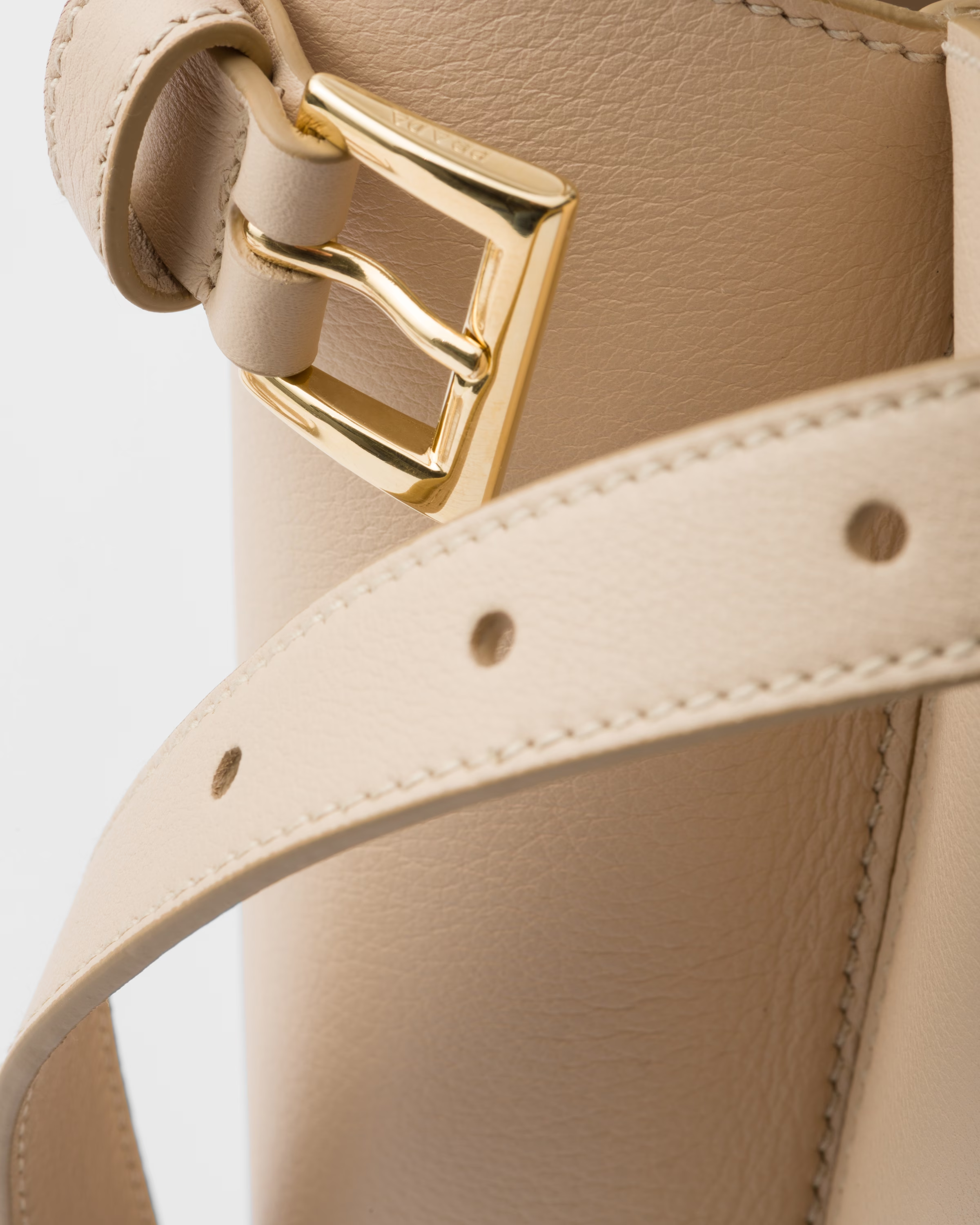 Peltskin Buckle Medium Leather Handbag With Double Belt
