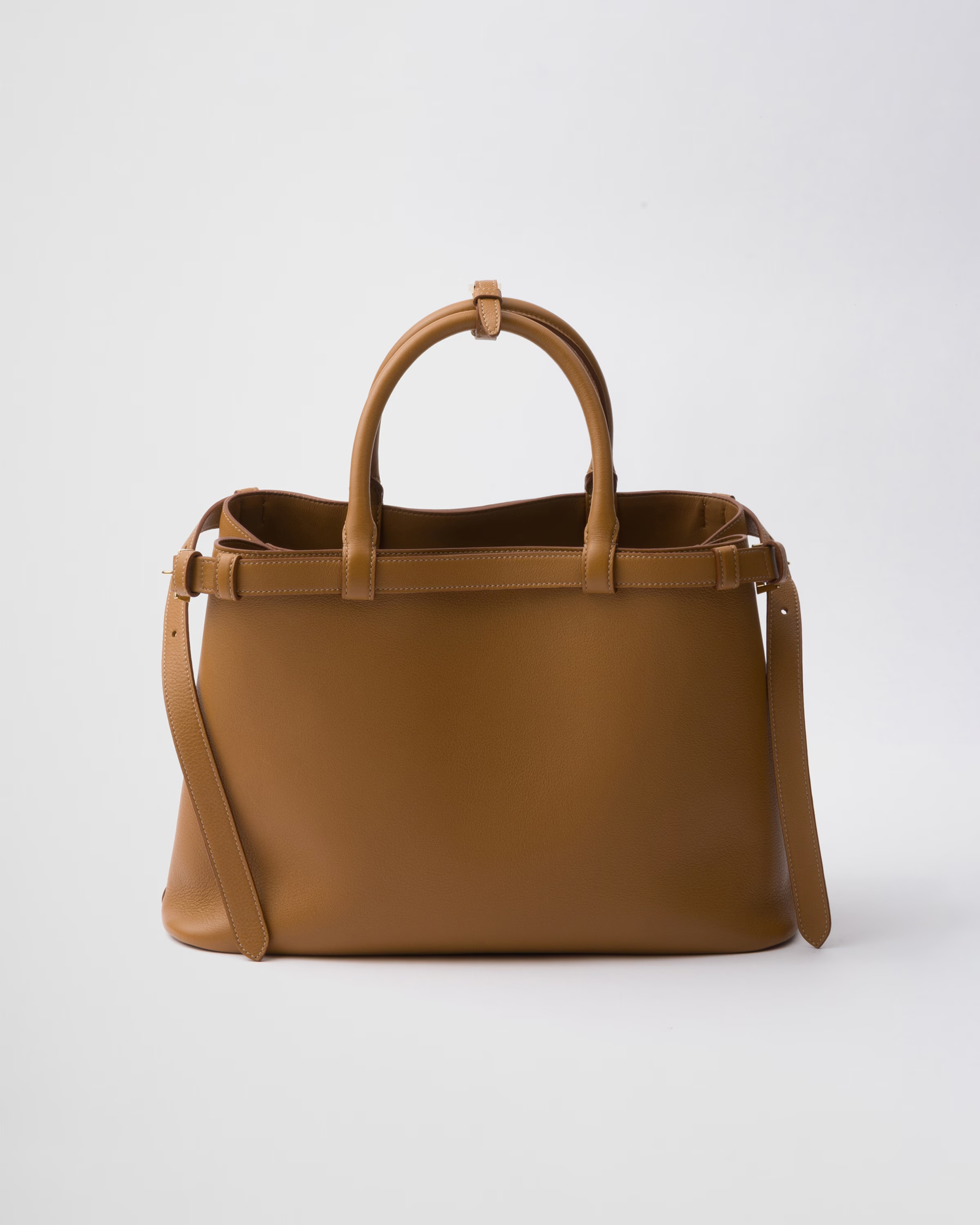 Peltskin Buckle Medium Leather Handbag With Double Belt