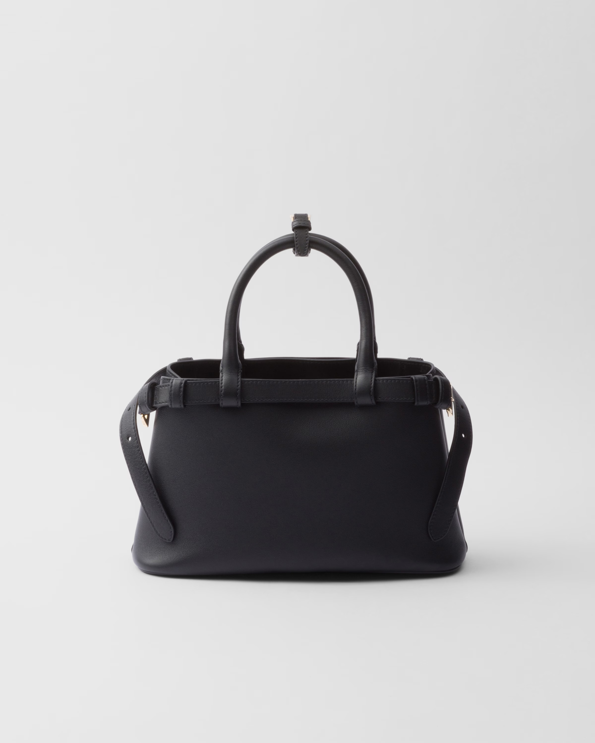 Peltskin Buckle Small Leather Handbag With Double Belt