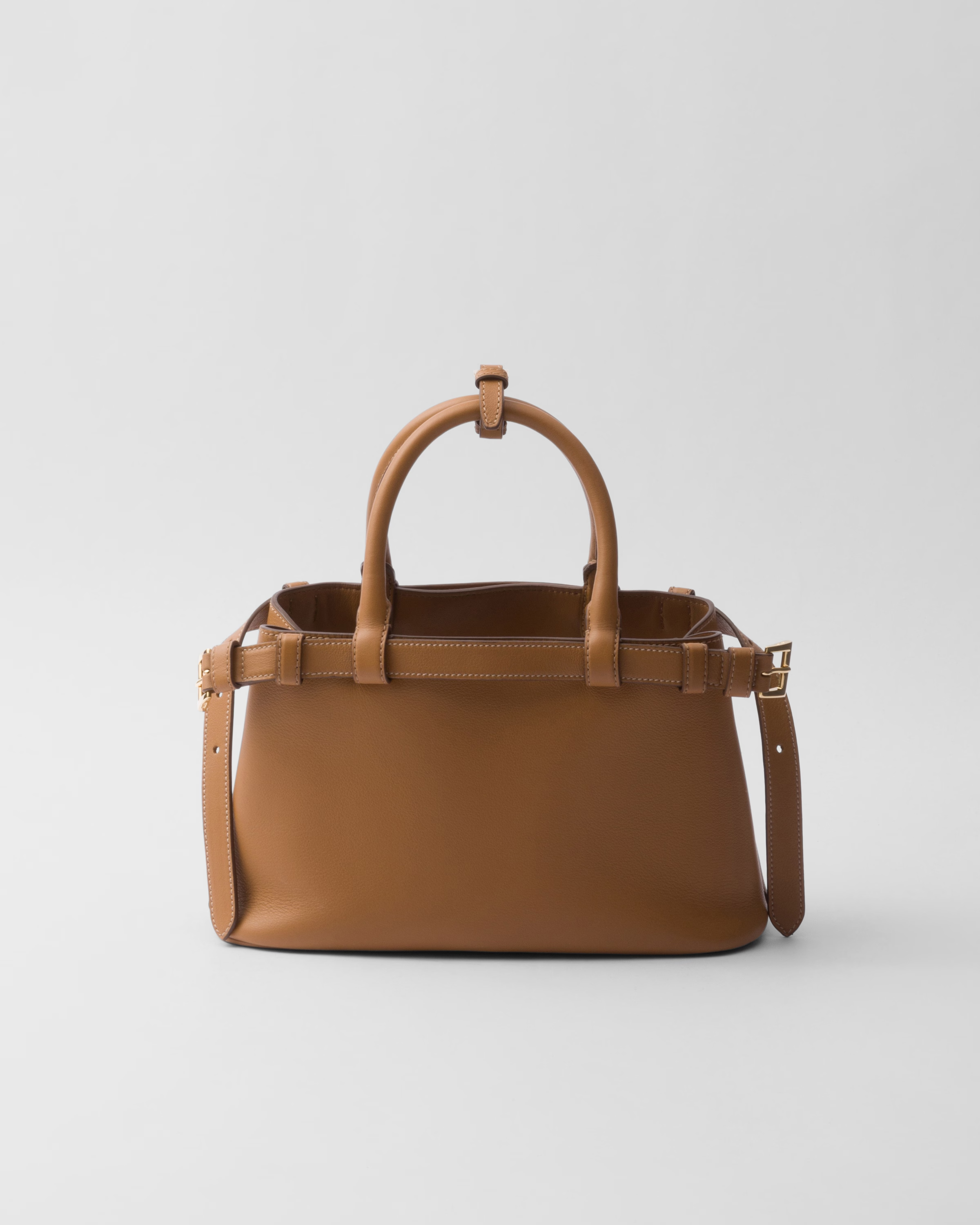 Peltskin Buckle Small Leather Handbag With Double Belt