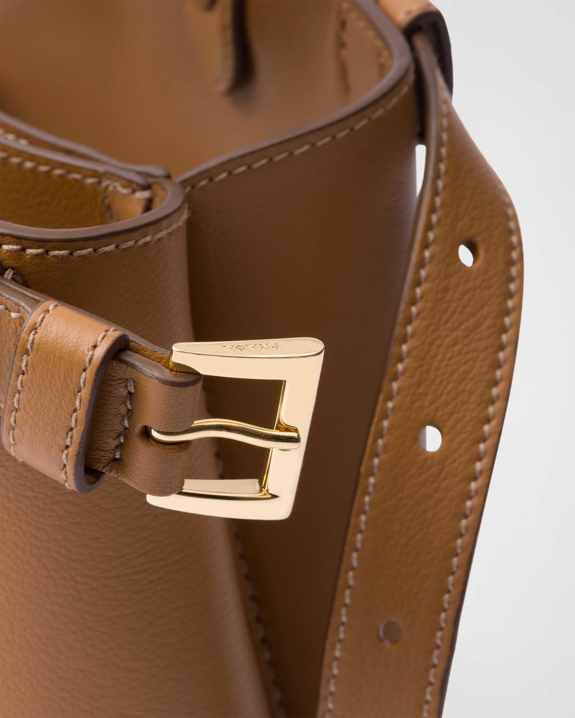 Peltskin Buckle Small Leather Handbag With Double Belt