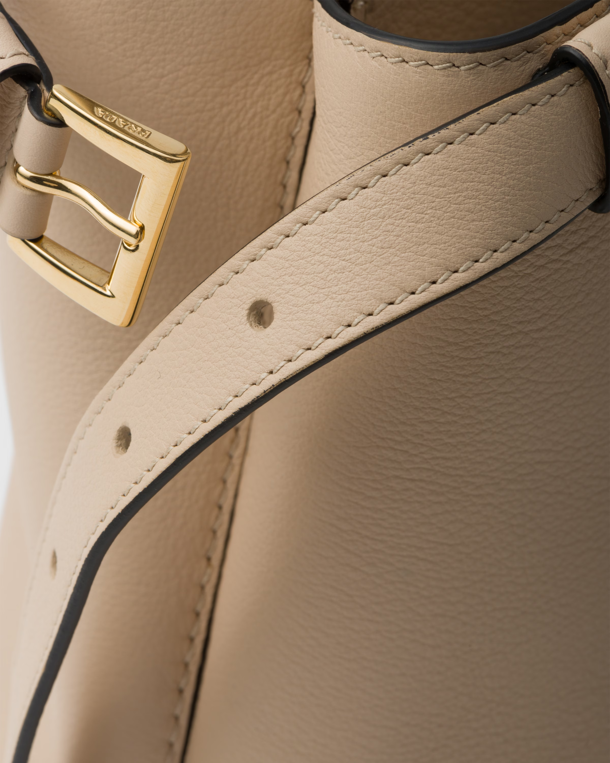 Peltskin Buckle Small Leather Handbag With Double Belt