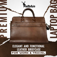 Peltskin Dark Brown Laptop Bag – Elegant and Functional Leather Briefcase